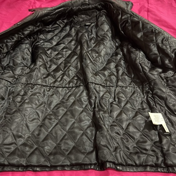 (P1) Kathy Ireland Jacket Black genuine leather belted coat, size S - Picture 10 of 15